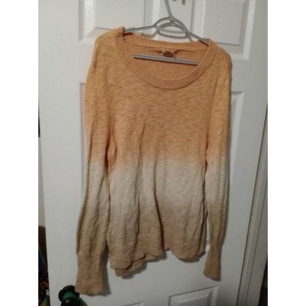 Faherty Womens Size xL Muir Dip Dye Sweater Sunset Orange Tan Dip Dye